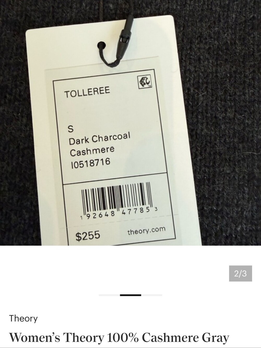 Theory 100% Cashmere Short Sleeve Tolleree Sweater Gray Size Small - Picture 7 of 7